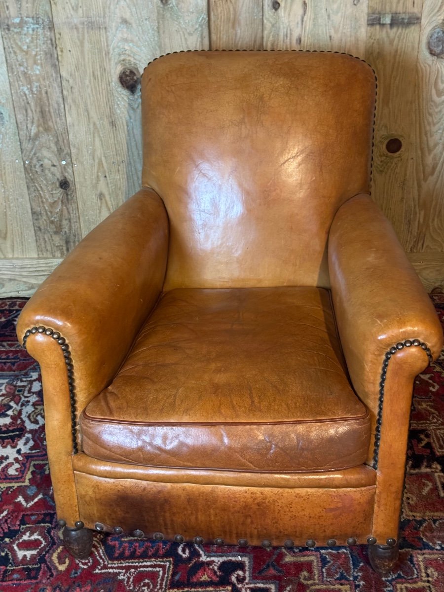 Pair Of Patinated Sheepskin Armchairs. 1930s/40s. -photo-3