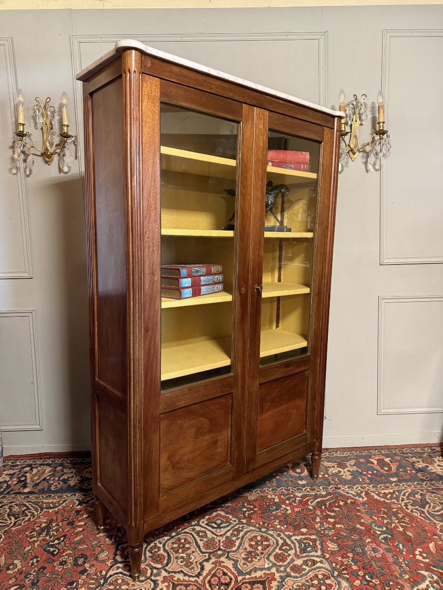 Louis XVI Style Mahogany Bookcase/display Cabinet. -photo-2