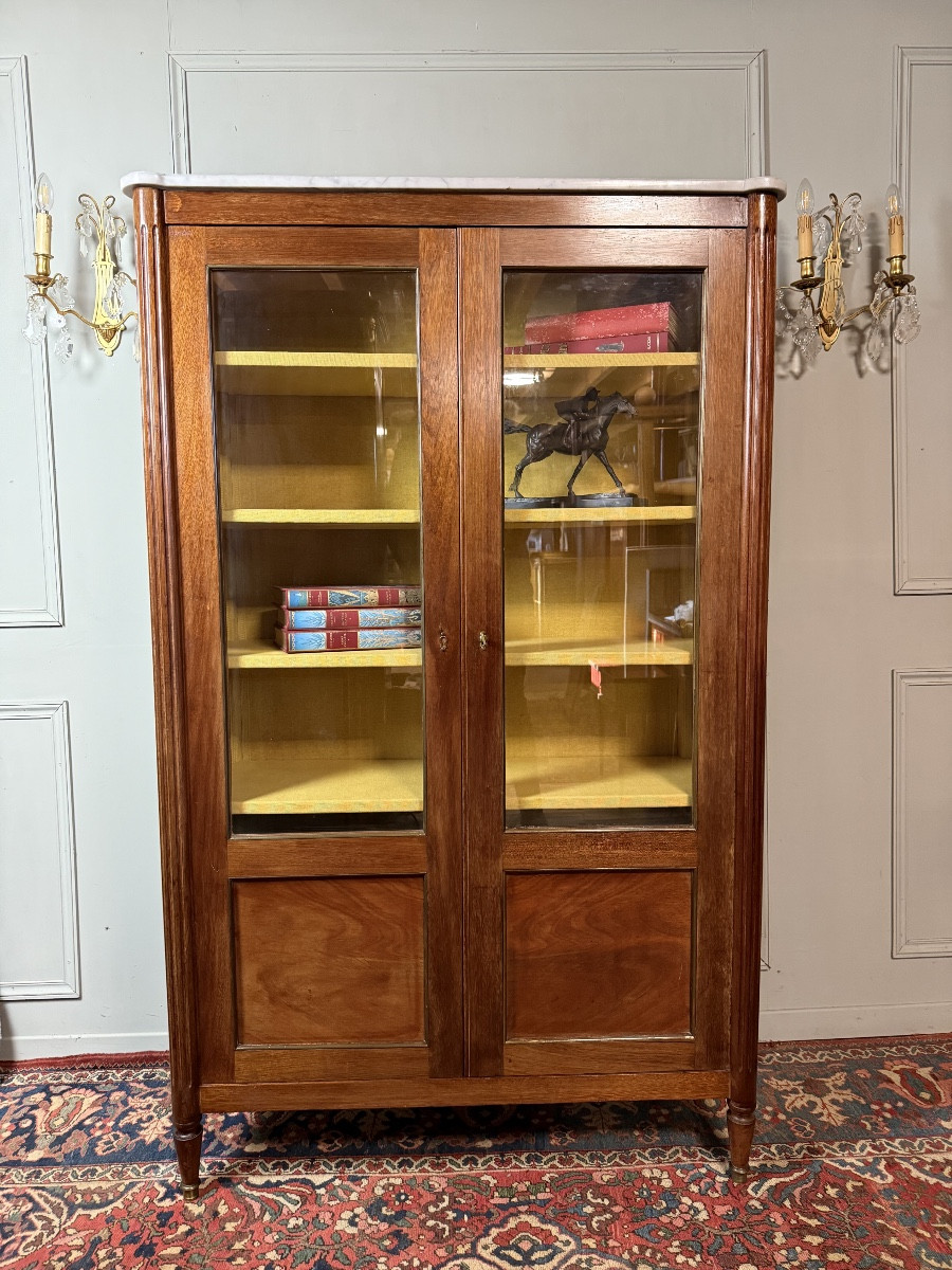 Louis XVI Style Mahogany Bookcase/display Cabinet. -photo-3