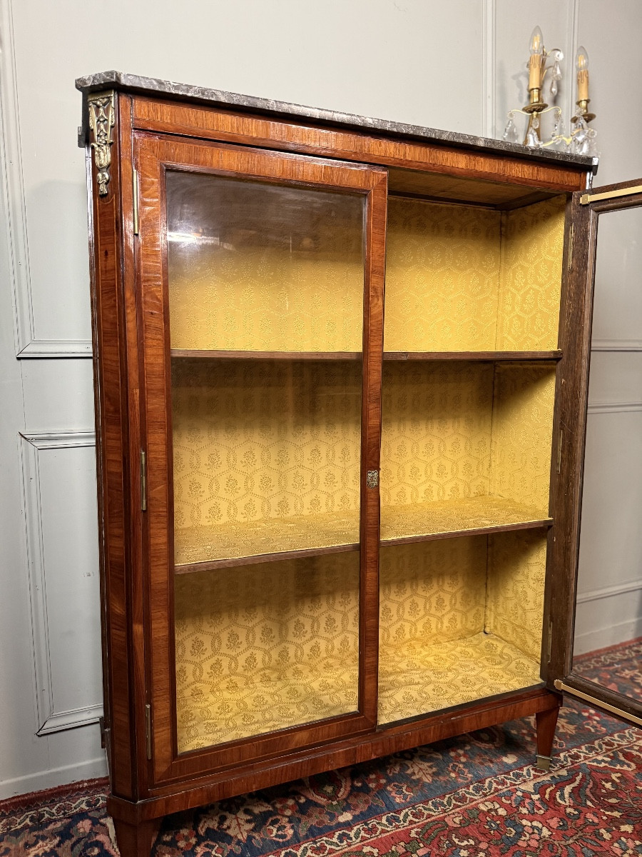 Louis XVI Period Display Cabinet / Bookcase In Marquetry. -photo-3