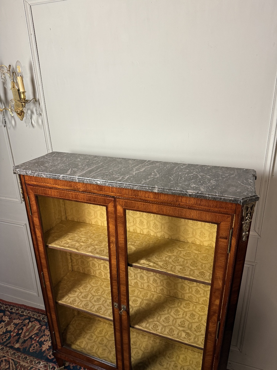 Louis XVI Period Display Cabinet / Bookcase In Marquetry. -photo-4