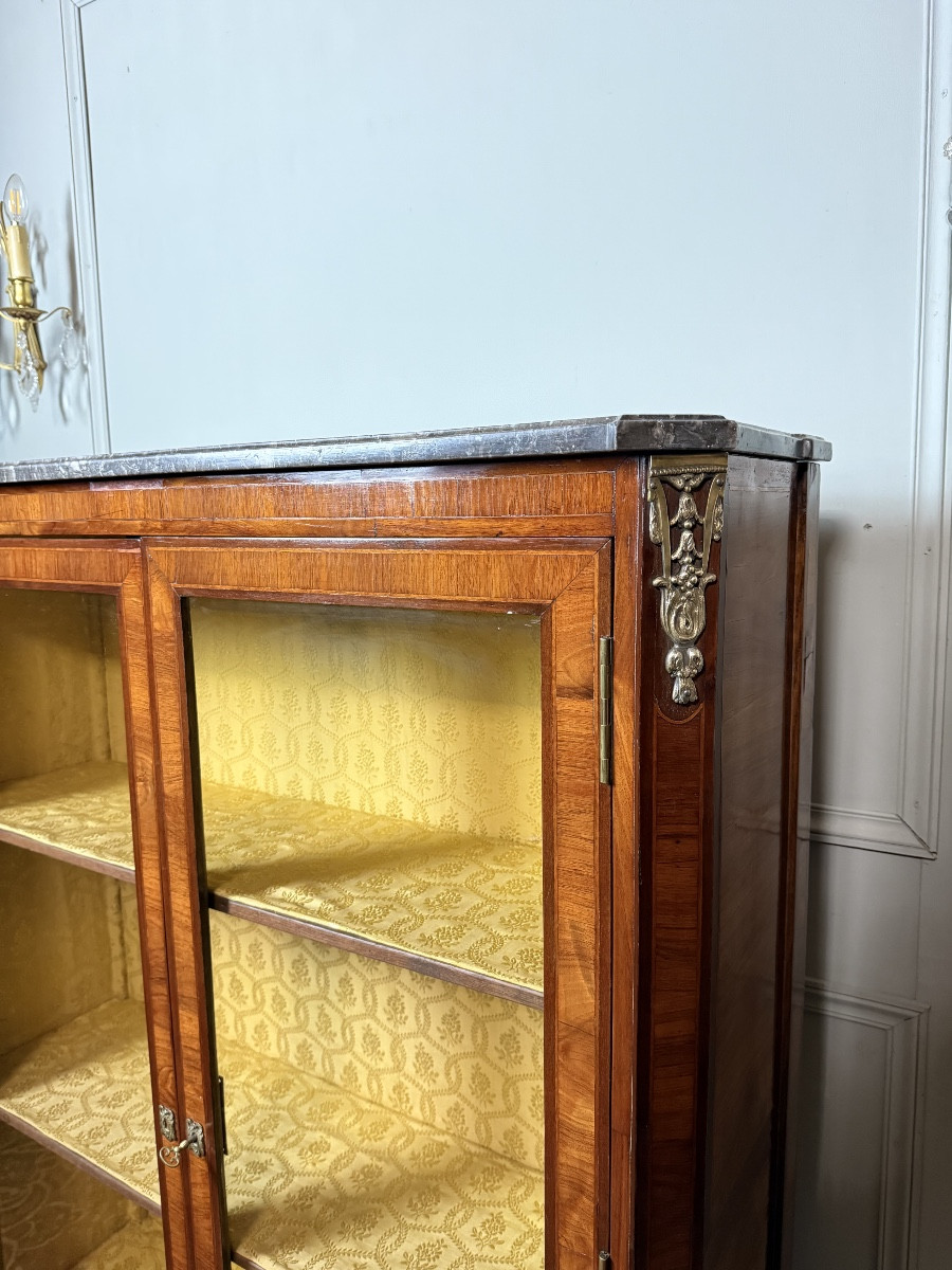 Vitrine / Bibliothèque d'époque Louis XVI En Marqueterie. -photo-5