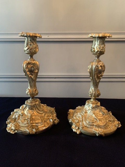 Pair Of Louis XV Style Butterfly And Insect Candlesticks