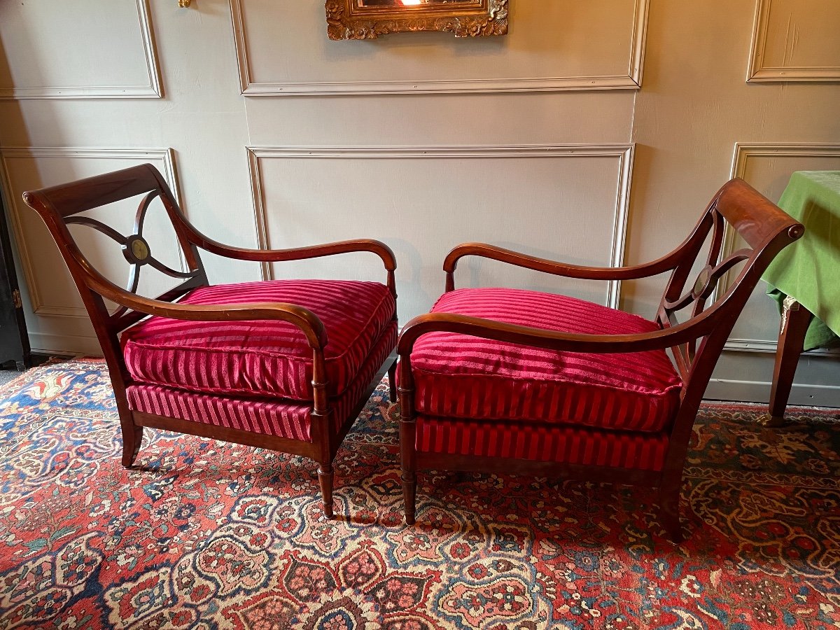 Paire De Fauteuils Maison Jansen Et Maurice Hirsch .  Années 60. -photo-4