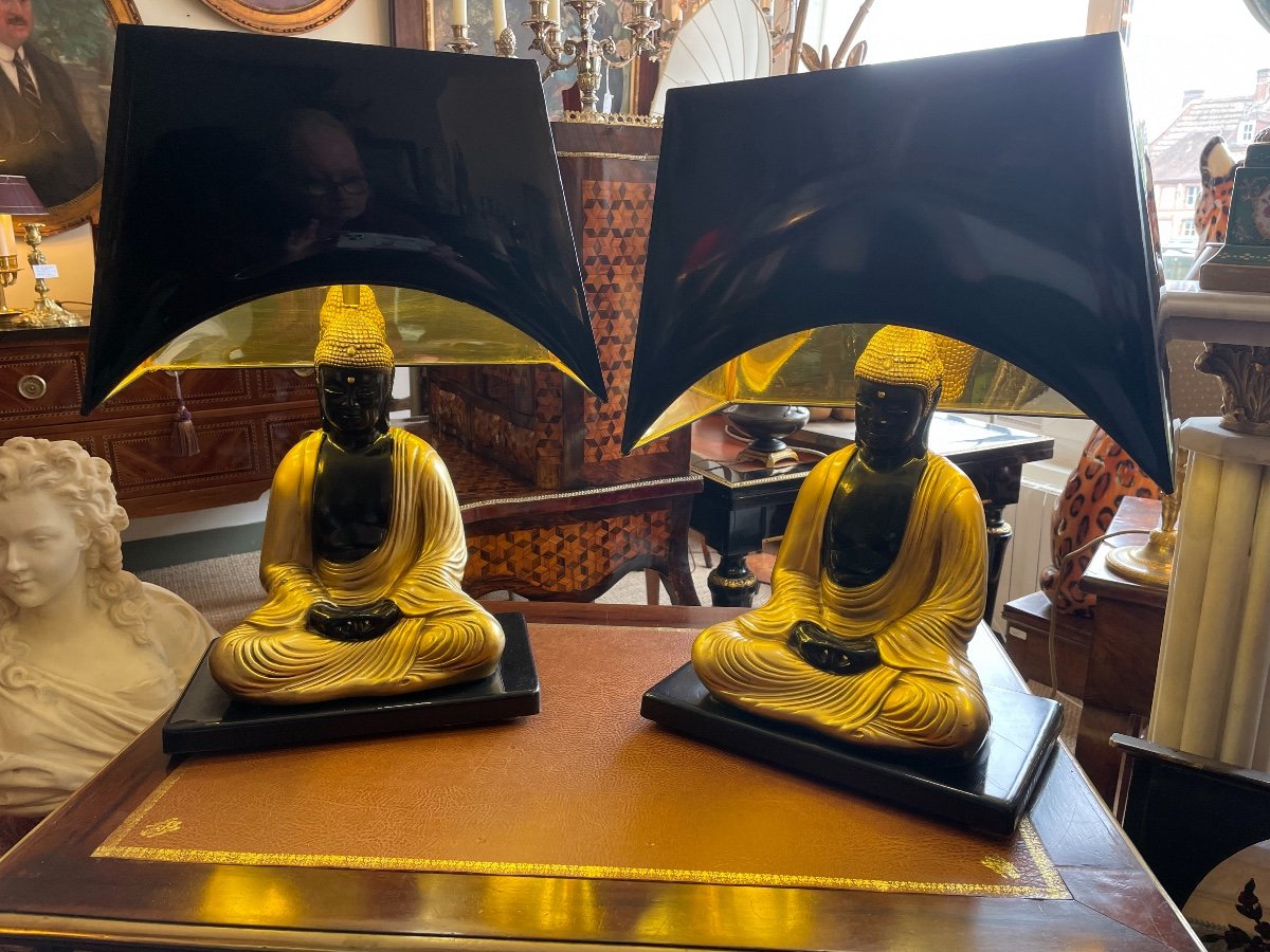 Paire De Lampes Aux Bouddhas  ‘´1970. -photo-3