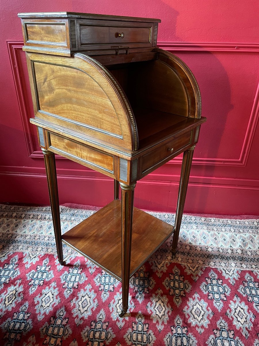 Louis XVI Style Cylinder Bedside Mahogany.-photo-1