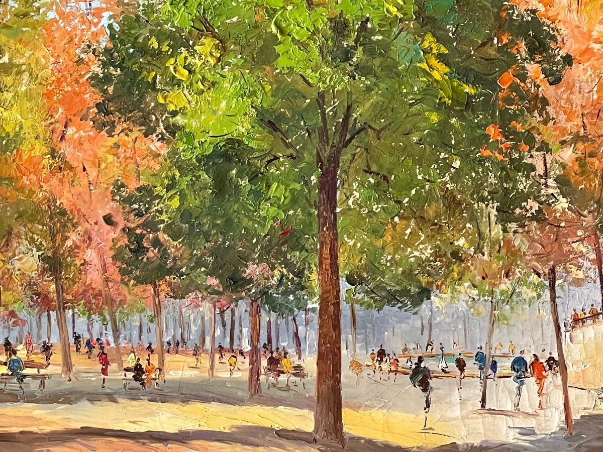 Huile Sur Toile Jardin Des Tuileries 1964-photo-4