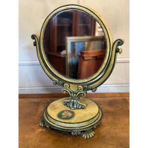 Empire Style Painted Wooden Psyche Mirror.