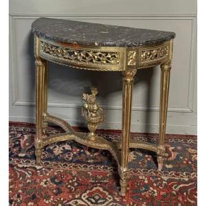 Louis XVI Style Console, 19th Century, In Gilded Wood.