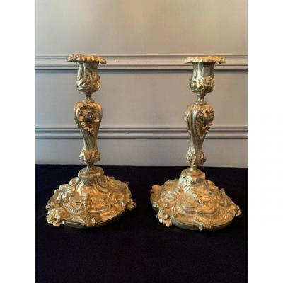 Pair Of Louis XV Style Butterfly And Insect Candlesticks