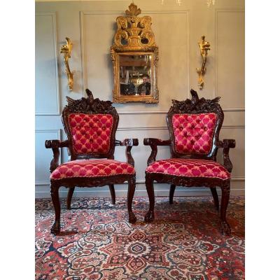 Pair Of Colonial State Armchairs.