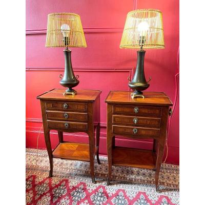 Pair Of Napoleon III Period Baluster Lamps.