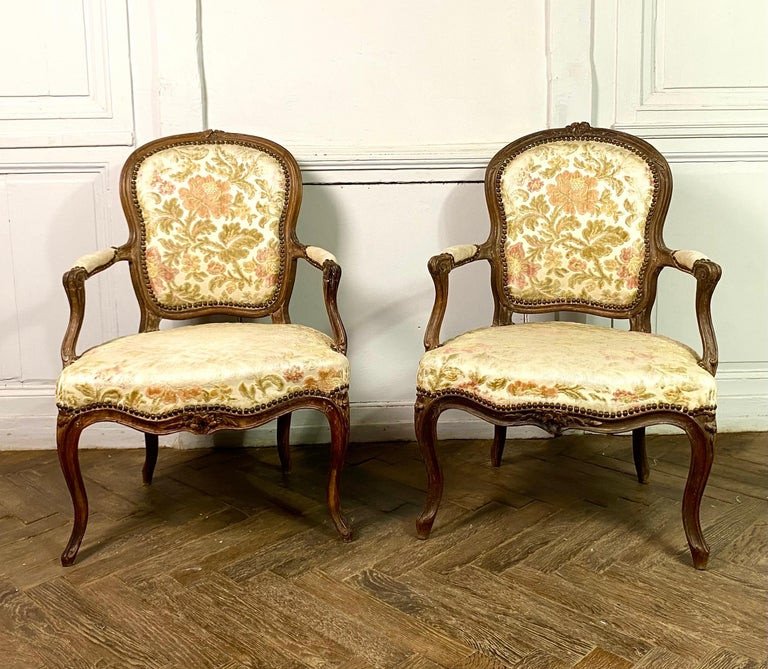 Blanchard - Pair Of Louis XV Period Cabriolet Armchairs - Stamped - 18th-photo-1