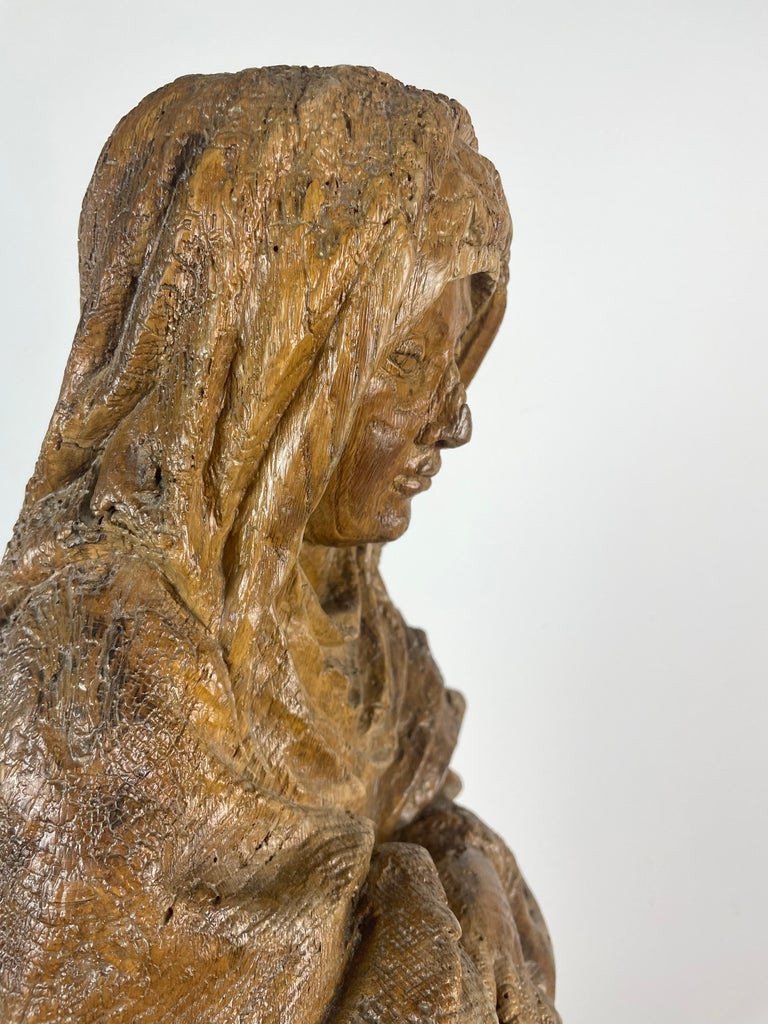 Religious Sculpture Of Saint In Carved Natural Wood, Late 17th Century Early 18th Century France-photo-4