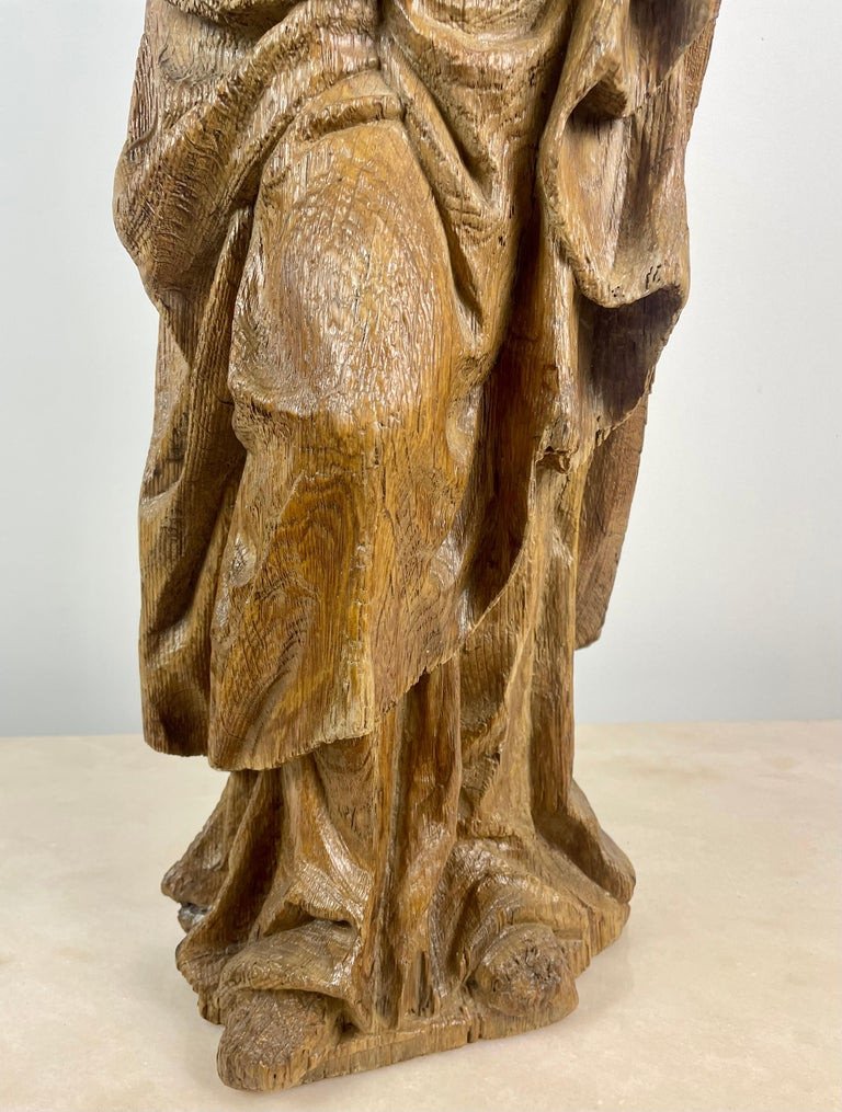 Religious Sculpture Of Saint In Carved Natural Wood, Late 17th Century Early 18th Century France-photo-2