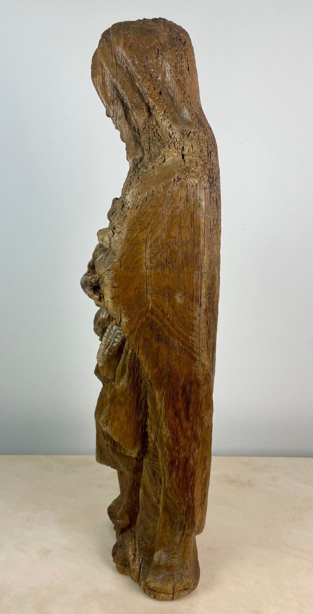 Religious Sculpture Of Saint In Carved Natural Wood, Late 17th Century Early 18th Century France-photo-3