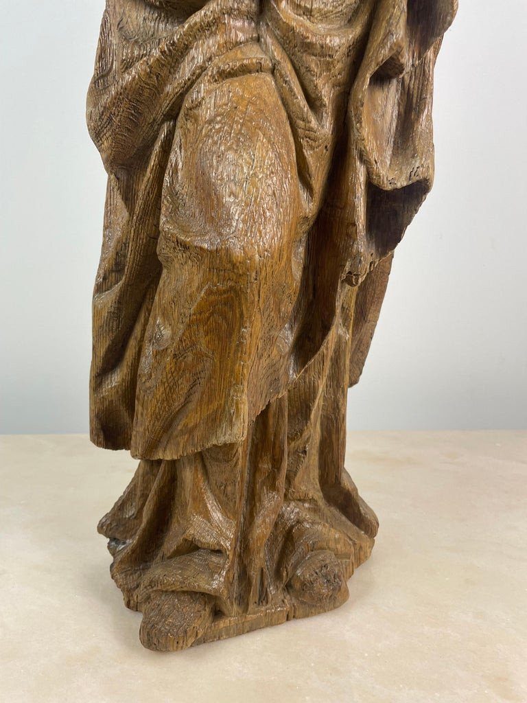 Religious Sculpture Of Saint In Carved Natural Wood, Late 17th Century Early 18th Century France-photo-8