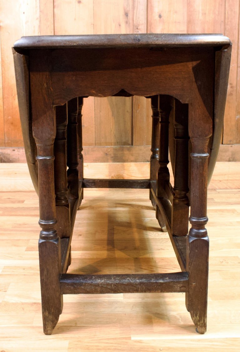 Table Guéridon - Gate Leg - Anglaise Pliante En Bois De Chêne -  XVIIIème Siècle Angleterre - estampille TL-photo-2