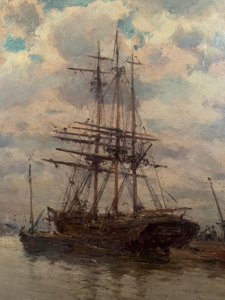 Oil On Canvas - Painting Of A Navy - 19th Century - France-photo-2