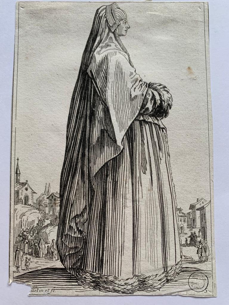 Jacques Callot - Engraving The Lady In Mourning - 17th -photo-3