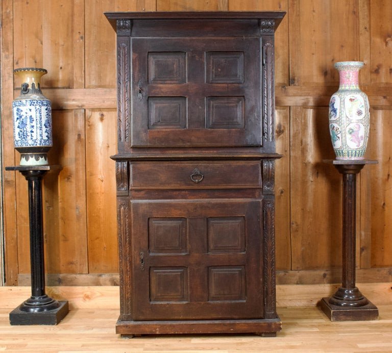 Cabinet, petite armoire d'époque Louis XIII - XVIIème Siècle-photo-2