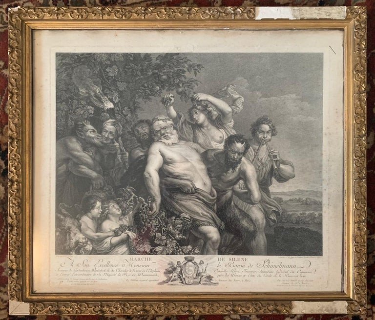 Peter Paul Rubens “the Walk Of Silenus”, 18th Century Engraving-photo-2