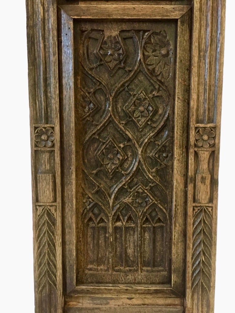 Neo Gothic / Gothic Revival Fireplace In Carved Oak - 19th - 15th Century Panels - France-photo-5