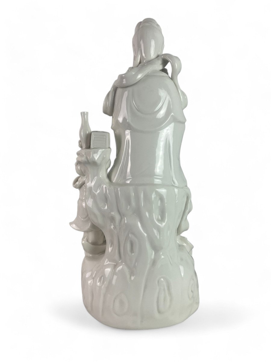 Porcelain Statuette "blanc De Chine" Of The Goddess Guanyin - Dehua Porcelain - 19th-photo-4