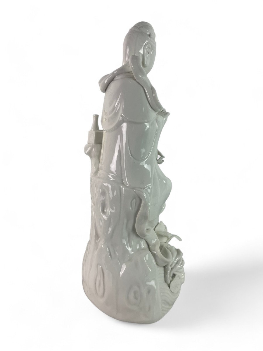 Porcelain Statuette "blanc De Chine" Of The Goddess Guanyin - Dehua Porcelain - 19th-photo-4