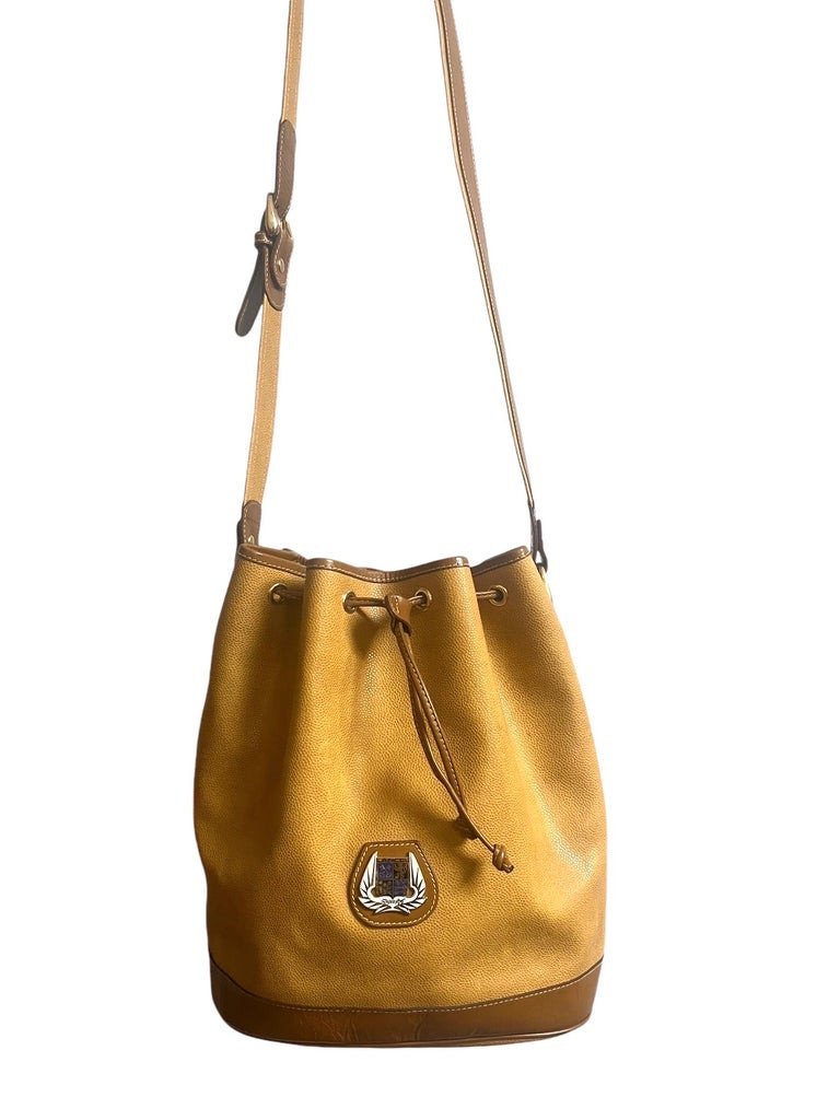 Lancel Bucket Bag - Vintage - Mustard Yellow And Brown Leather - Paris France -photo-4