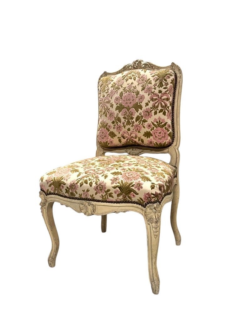 Pair Of Chairs In Carved Painted Wood And Velvet - Louis XV Style - France-photo-3