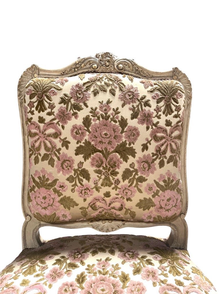 Pair Of Chairs In Carved Painted Wood And Velvet - Louis XV Style - France-photo-2