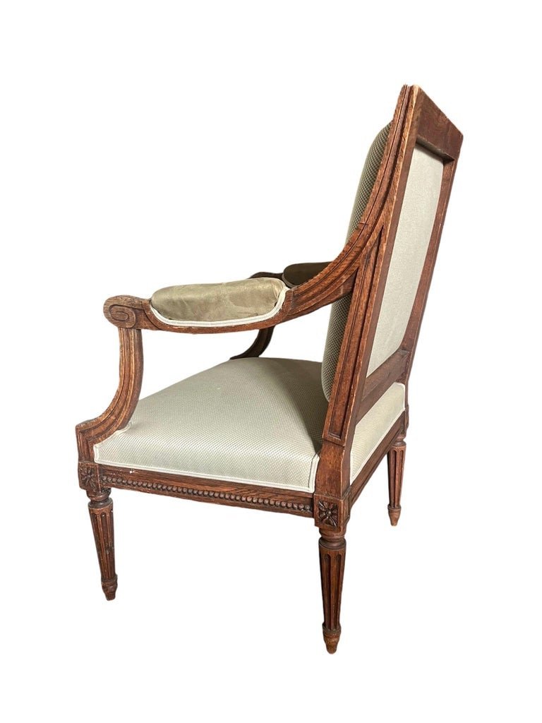 Louis XVI Style "à La Reine" Armchair - Carved Beech - France Napoleon III 19th-photo-3