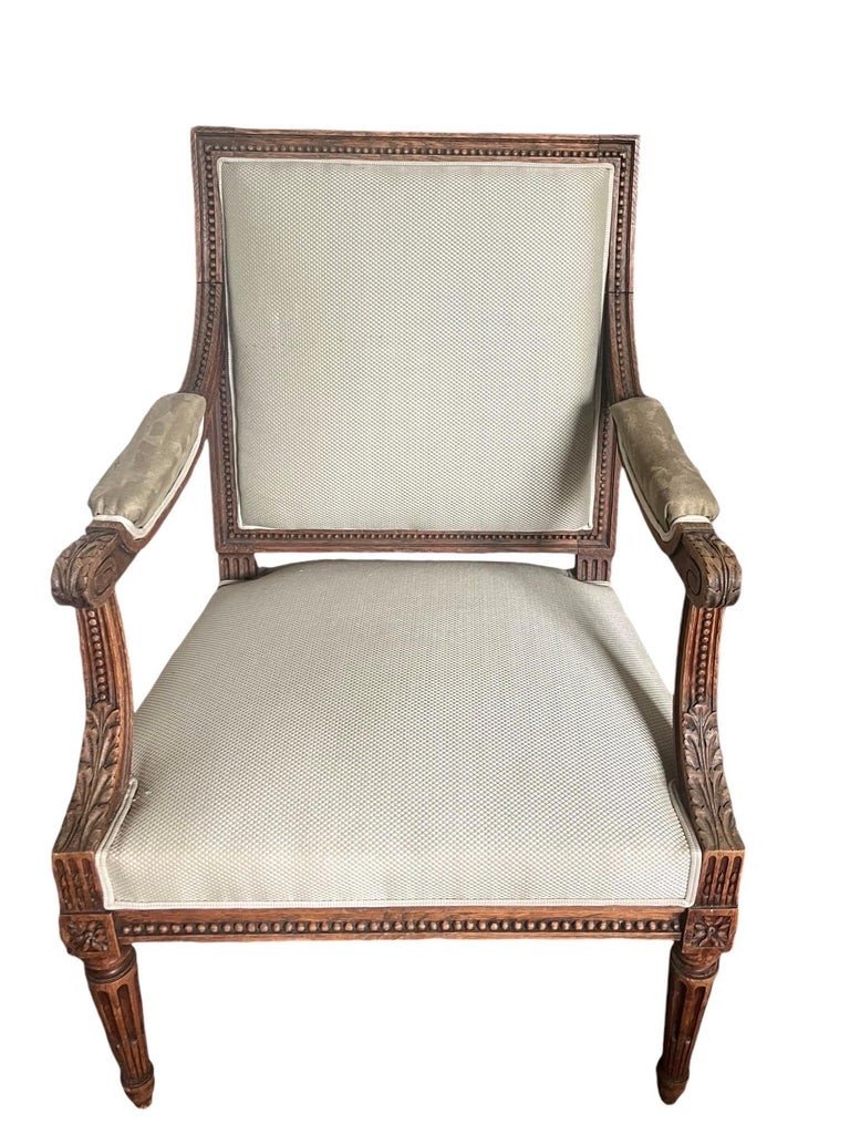 Louis XVI Style "à La Reine" Armchair - Carved Beech - France Napoleon III 19th-photo-4