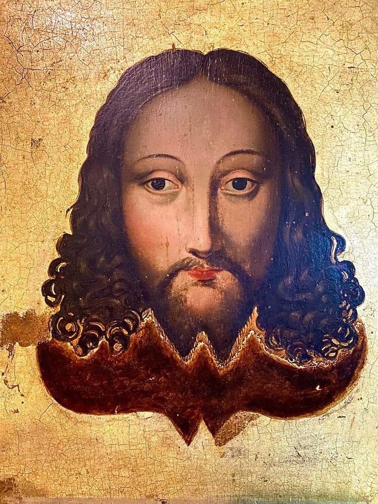 Oil On Panel Representing Christ – Golden Background – French School – 17th-photo-4