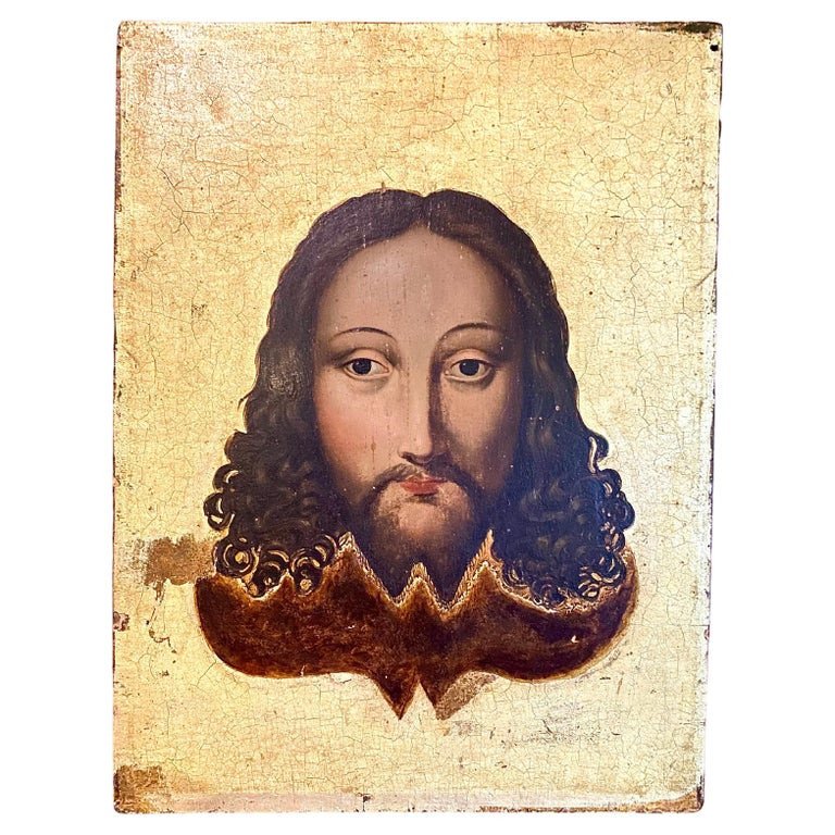 Oil On Panel Representing Christ – Golden Background – French School – 17th