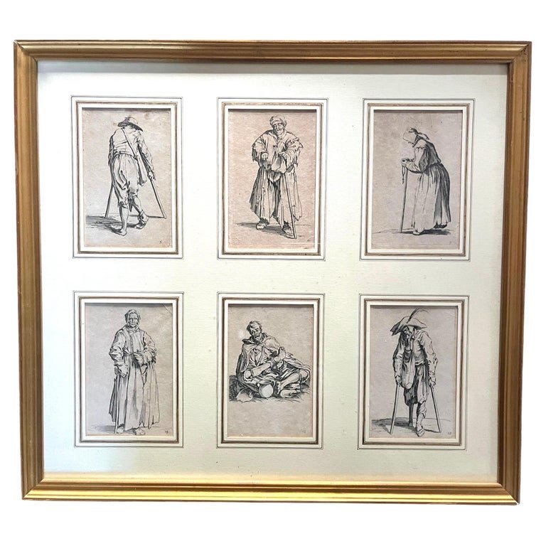 Callot - Ensemble De 6 Gravures Les Gueux - Encadré - 17e - Jacques Callot