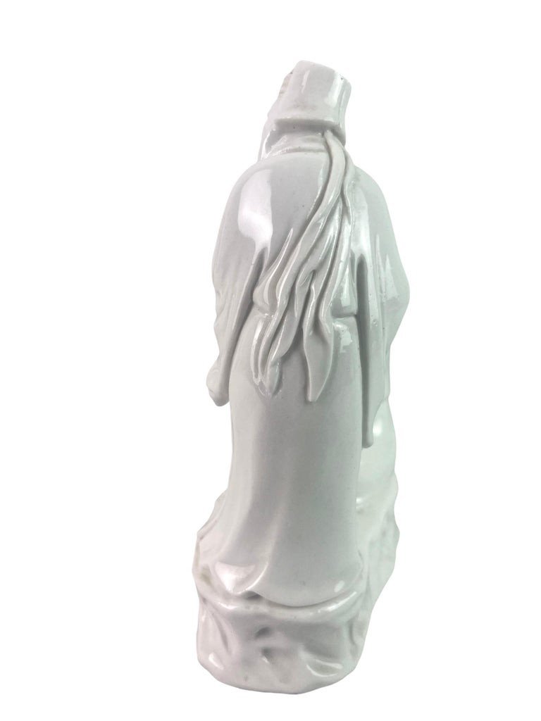 "blanc De Chine" Statuette En Porcelaine Musiciens Flûtiste - Chine - Qing 19th-photo-1