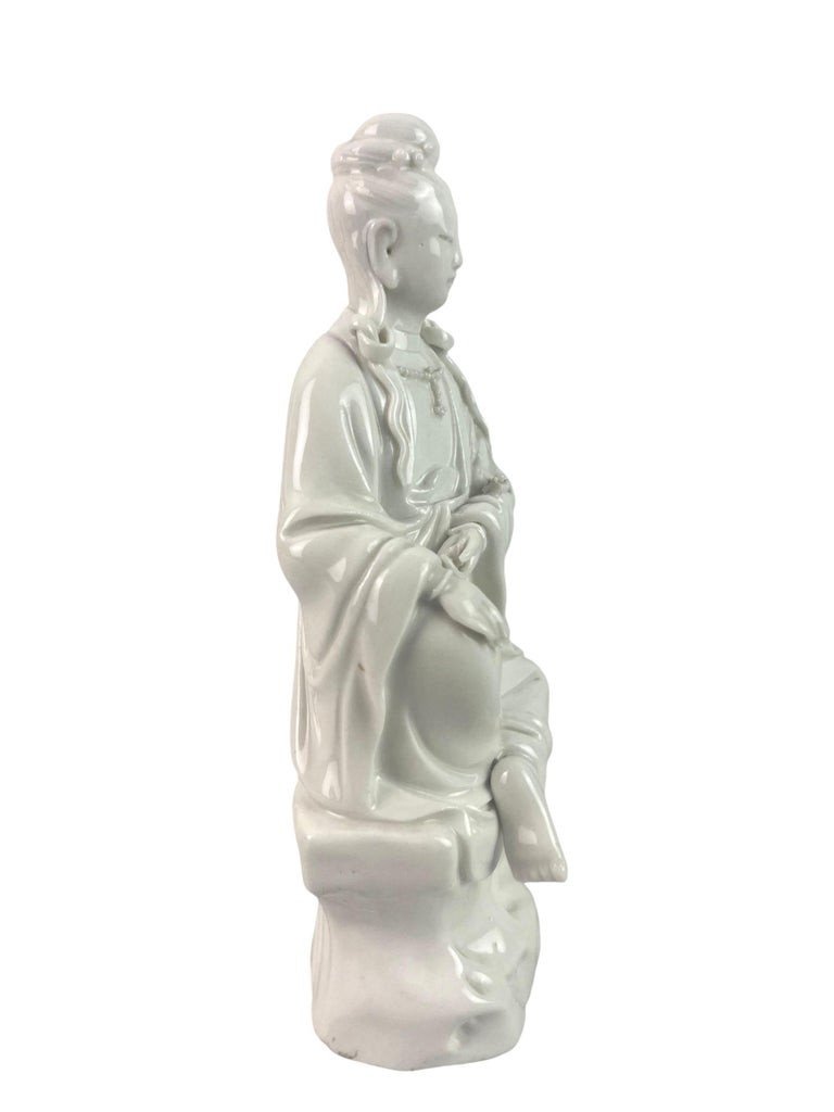 White Porcelain "blanc De Chine" Statuette Of The Goddess Guan Yin China 19th-photo-2