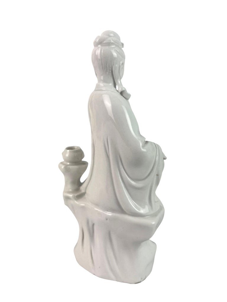 White Porcelain "blanc De Chine" Statuette Of The Goddess Guan Yin China 19th-photo-3