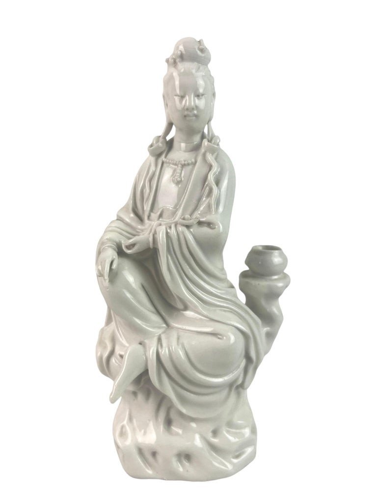 White Porcelain "blanc De Chine" Statuette Of The Goddess Guan Yin China 19th-photo-4