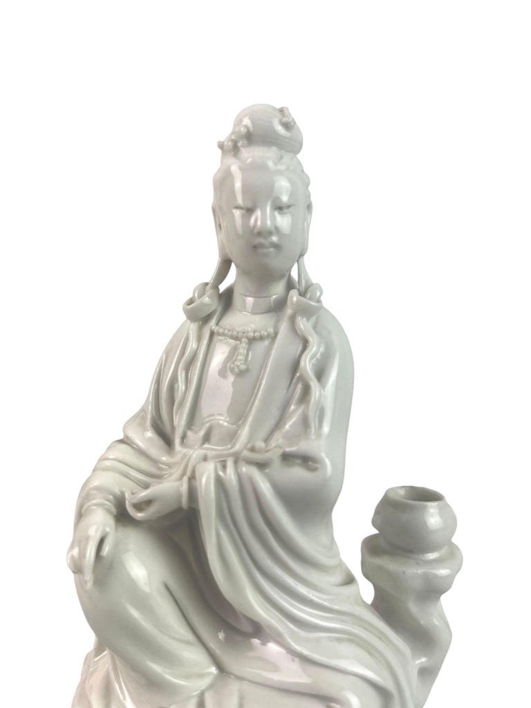 White Porcelain "blanc De Chine" Statuette Of The Goddess Guan Yin China 19th-photo-2