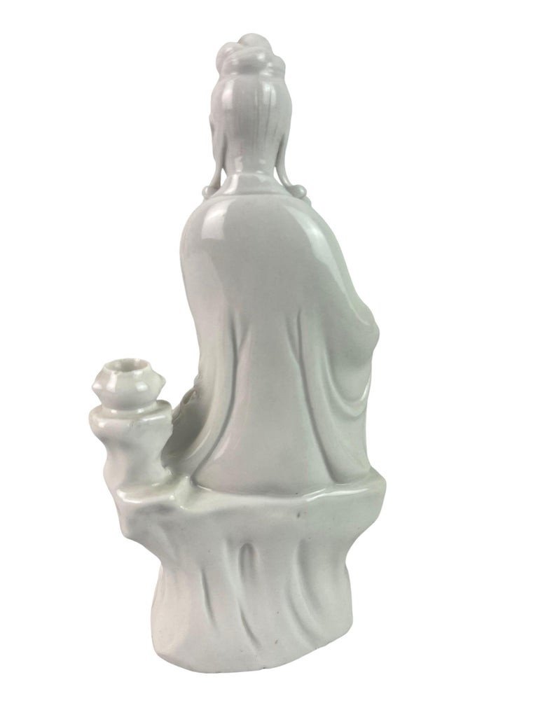 White Porcelain "blanc De Chine" Statuette Of The Goddess Guan Yin China 19th-photo-3