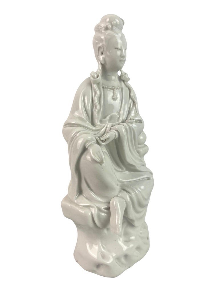 White Porcelain "blanc De Chine" Statuette Of The Goddess Guan Yin China 19th-photo-5