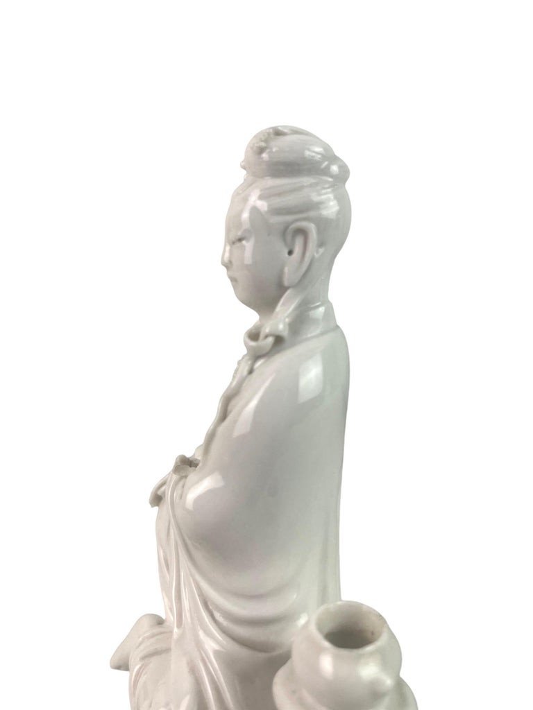 White Porcelain "blanc De Chine" Statuette Of The Goddess Guan Yin China 19th-photo-6