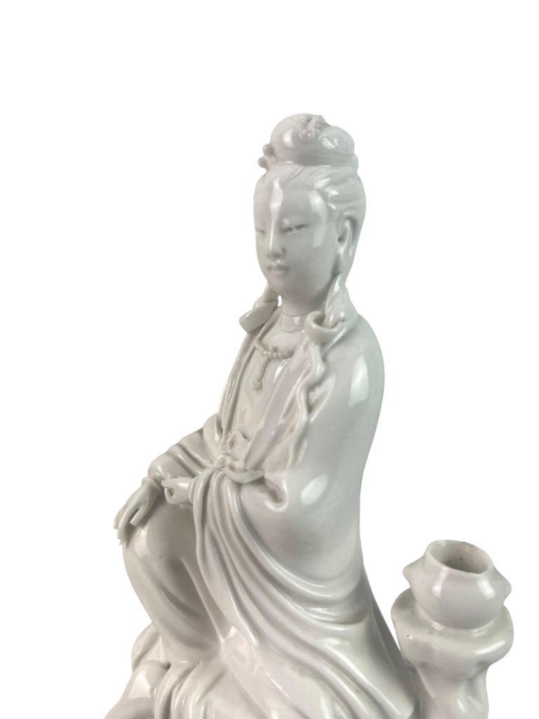 White Porcelain "blanc De Chine" Statuette Of The Goddess Guan Yin China 19th-photo-7