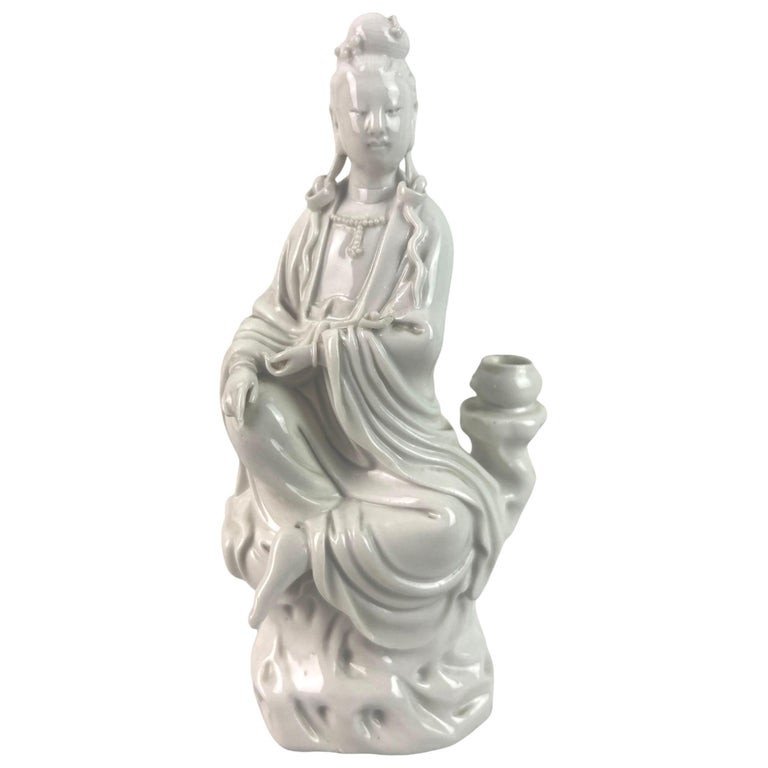 White Porcelain "blanc De Chine" Statuette Of The Goddess Guan Yin China 19th