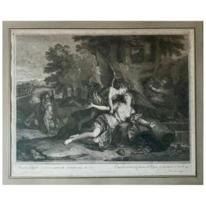 Antoine Coypel - Engraving "amor And Psyche" By Jean Audran, 18th Century - France