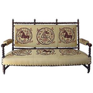 Louis XIII Style Bench Sofa In Native Wood - 19th - Spain