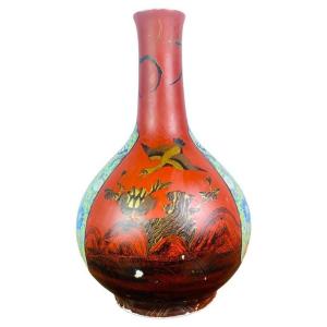 Vase Japonais En Porcelaine Laquée Imari Arita Hichozan Shinpo -japon  -meiji 19eme 